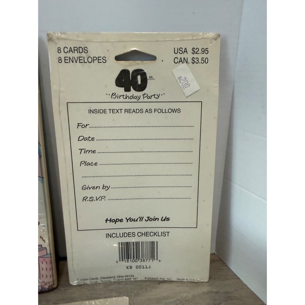 Carlton Cards 40th Birthday Party Invitations Lot of 5 Packs 40 Total New Sealed - Picture 3 of 3